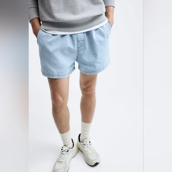 ZARA CROPPED DENIM BERMUDA SHORTS - Picture 5 of 10